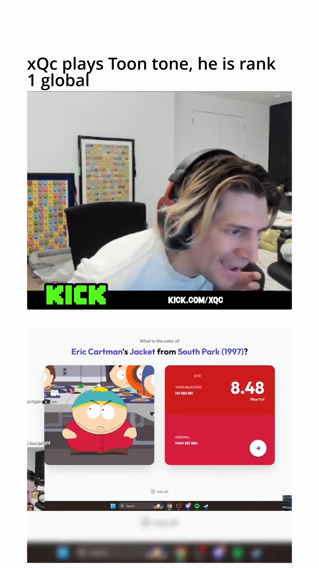 Facebook Reel thumbnail for xQc playing Toon Tone